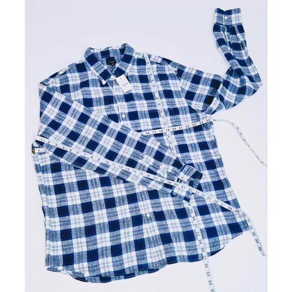 J.Crew Mens Shirt NEW XXL 100% linen Blue and White Red Plaid - Picture 3 of 5